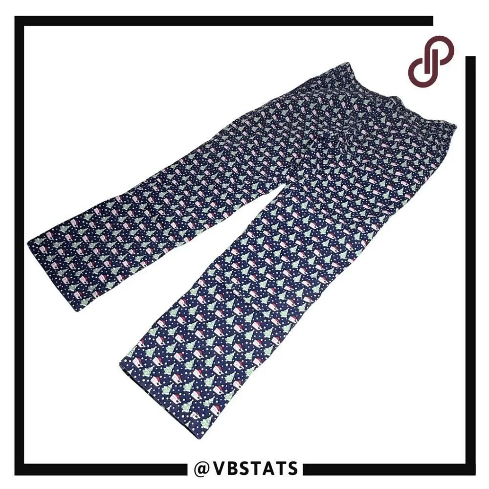 Vineyard Vines Men's Christmas Santa Whale Drawstring Lounge PJ Pants Blue Small